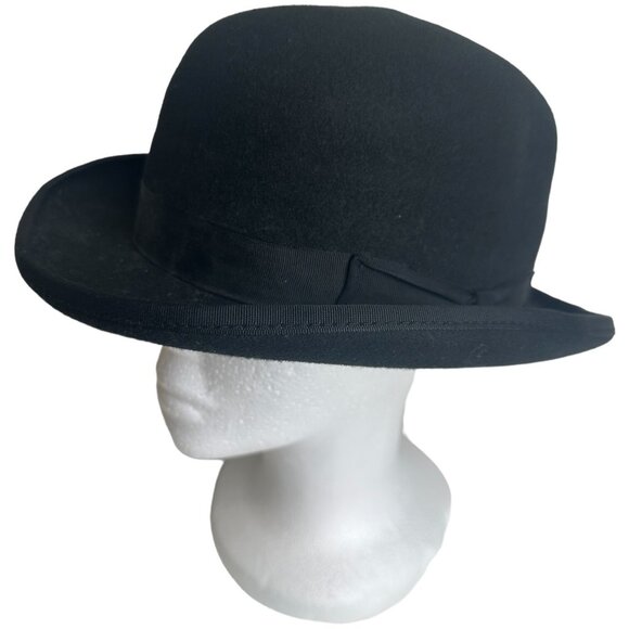 SCALA CLASSICO Bowler Derby Men's Large Black 100% Wool LOW Crown LINED WF507 - Picture 4 of 14